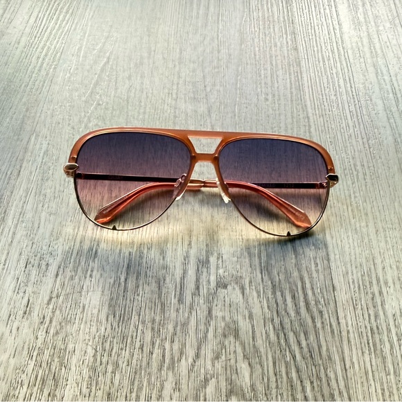 quay australia high key remixed pink & gold oversized aviator sunglasses eyewear